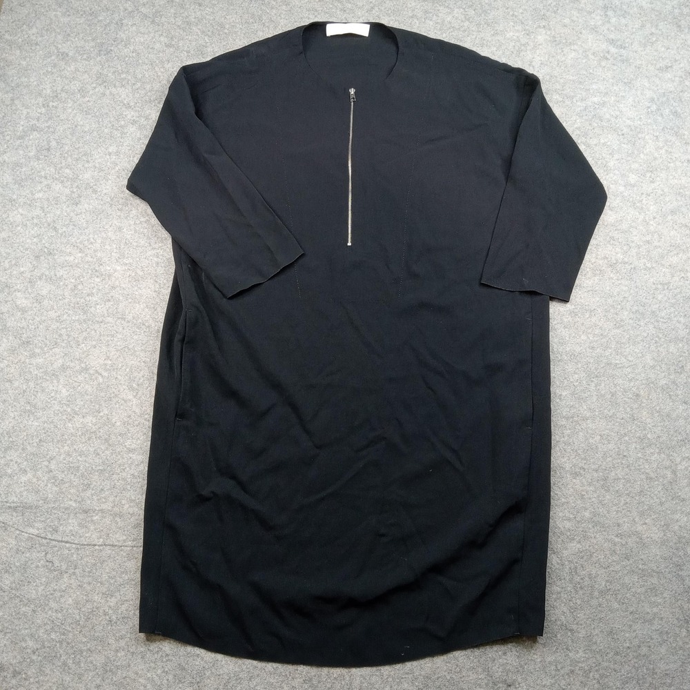 Everlane Dress Womens‎ Size 4 Black Triacetate Half Zip 3/4 Sleeve Minimalist